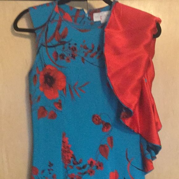 Sachin Babi April Floral Dress w One Draped Sleeve - Picture 8 of 16